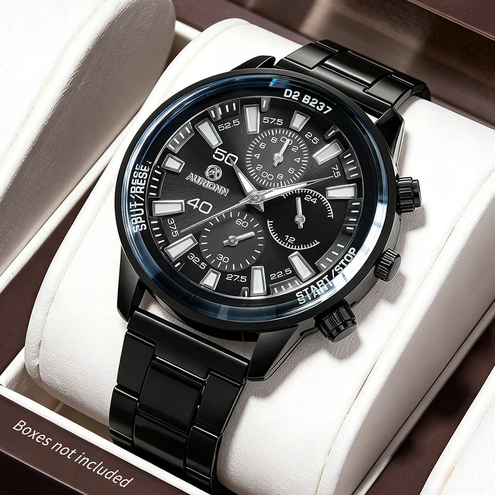 Men's Round Alloy Steel Strap Quartz Watch, Perfect for Leisure, Business, and Event Participation (No Box)