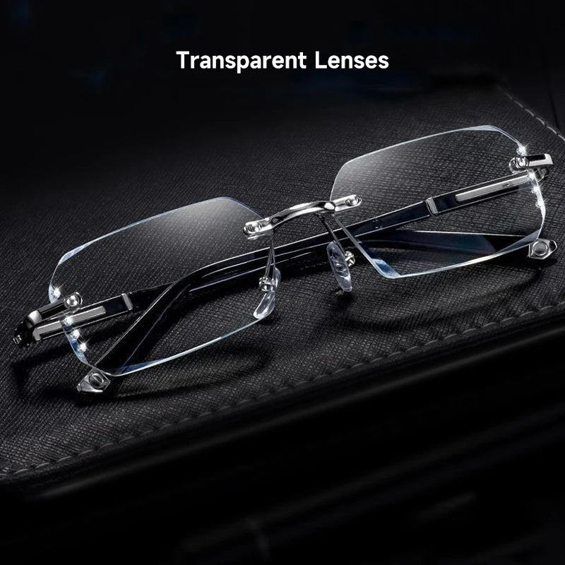 Fashion Diamond Anti-blue Light Reading Glasses Woman Man Rimless Eyewear Blocking Blue Light Protection Eyeglasses +1.0 To +4.0
