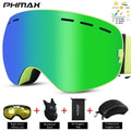 PHMAX Ski/Snowboard Goggles for Men Women, OTG Snow Goggles Anti Fog UV Protection Red Double Layers Lens Wide Vision Winter