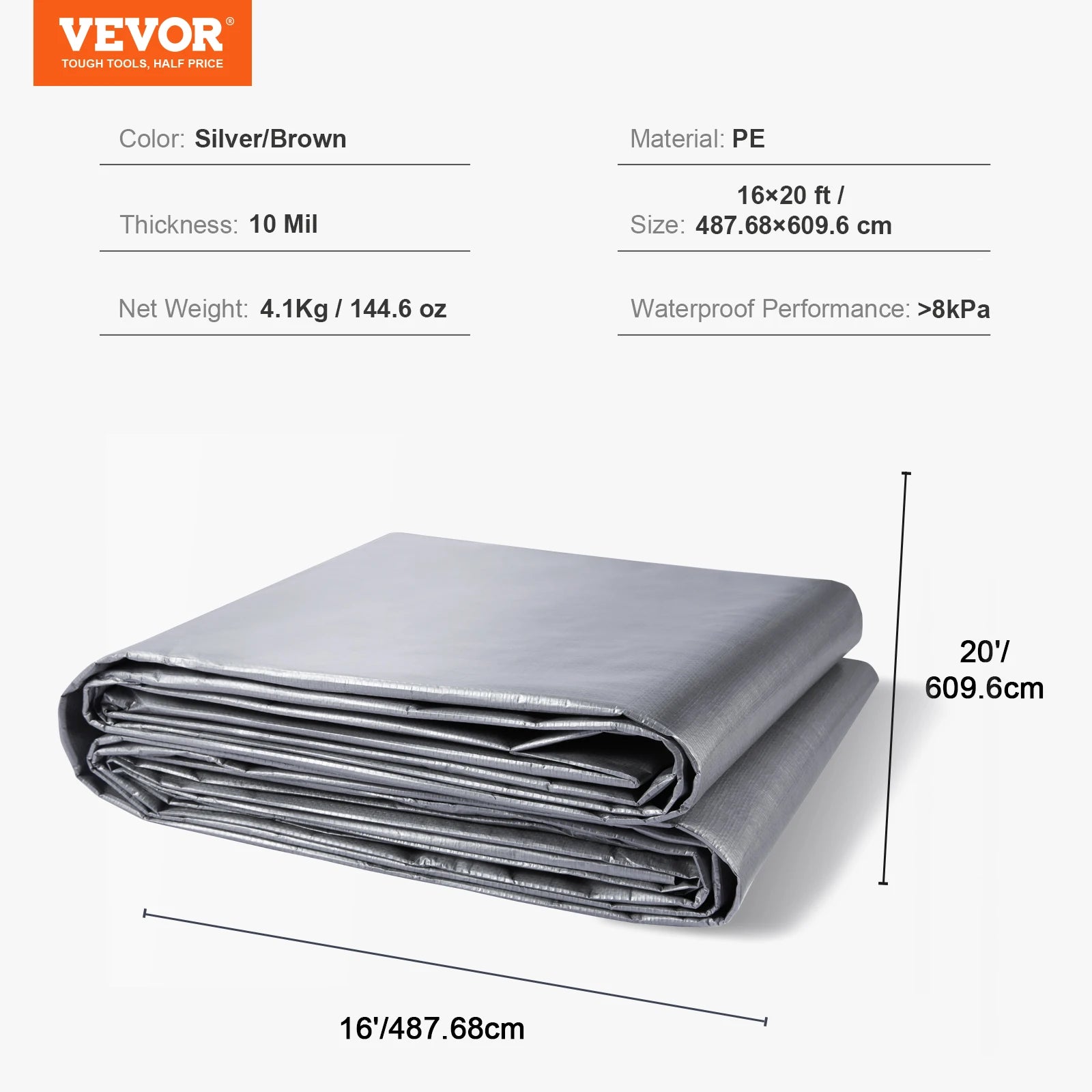SucceBuy Heavy Duty Tarp Waterproof Tear Proof Poly Plastic Tarps Cover Multi-Purpose Outdoor Tarpaulin with Grommets for Truck