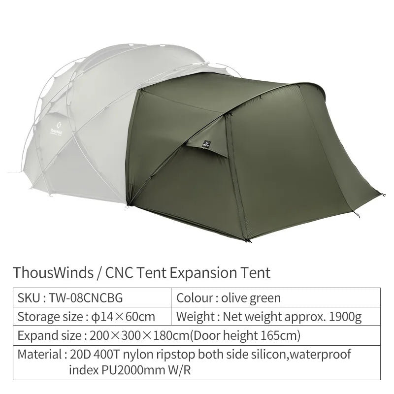 Thous Winds CNC Family Camping Tent Accessories Outdoor Camp Tent 20D Ripstop Nylon Both Side Silicon Lightweight Tents