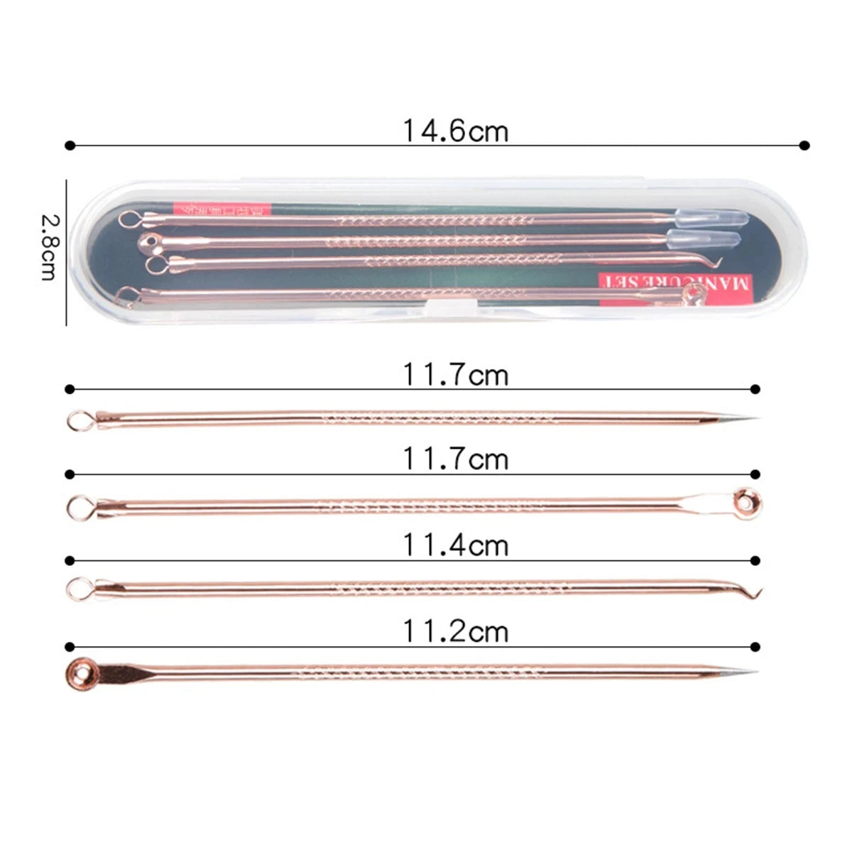 4PCS Acne Blackhead Comedone Black Spot Pimple Blemish Remover Skin Care Needle Facial Pore Cleanser Hook Beauty Cleaning Tool