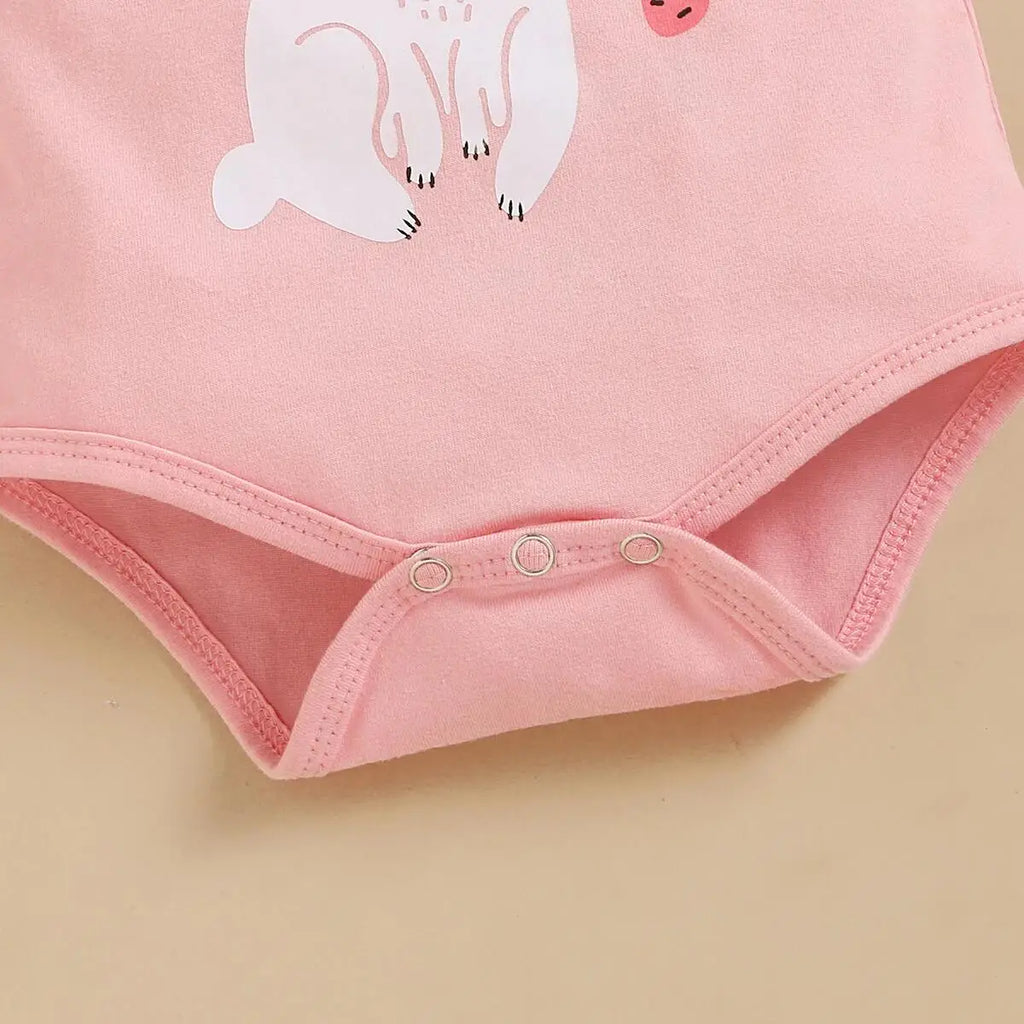 Newborn Baby girl Set Round neck Lovely Rabbit Print Romper+Pants+ Bow Knot 3Pcs 0-18 Month Baby Girl Suit Summer Casual Set