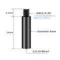 24mm/44mm/70mm/94mm Extension Rod 1/4" Female Bottom 1/4" Male Top Poles Tripods Extenders for Tripods, Motorcycle Stand