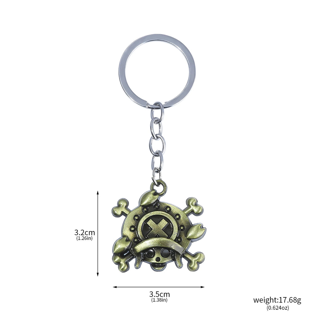 One Piece Luffy Straw Hat Keychain Rotatable Zoro Skull Metal Pendant Role-Playing Decorative Accessories Fan Jewelry Gift