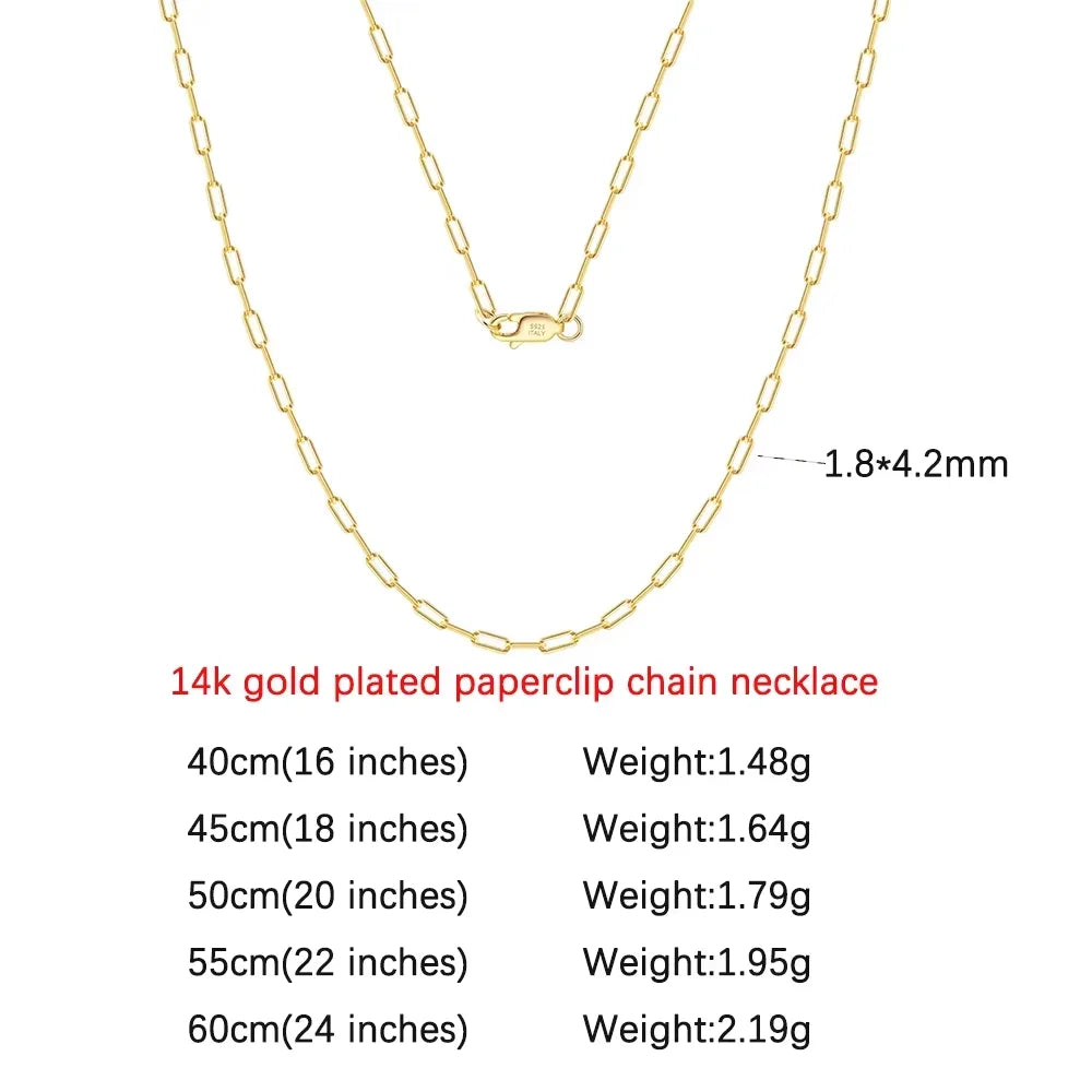 ORSA JEWELS 14K Gold Plated Genuine 925 Sterling Silver Paperclip Neck Chain 6/9.3/12mm Link Necklace for Women Men Jewelry SC39
