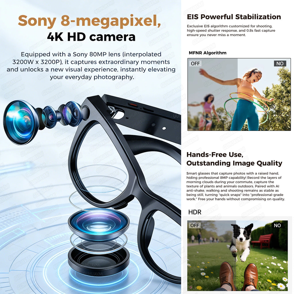 World Premiere 2026 Smart AI Glasses 4K HD 800W Pixel Camera Photos&Videos 3600mAh Battery 120+Translation 32GB Music Sunglasses