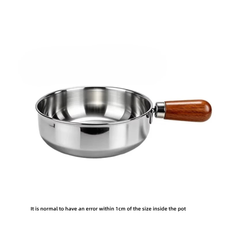 1pc Stainless Steel Instant Noodle Bowl, Detachable Handle Small Pot for 1 Person,Ramen Egg Salad Bowl with Walnut Wood,Egg Bowl