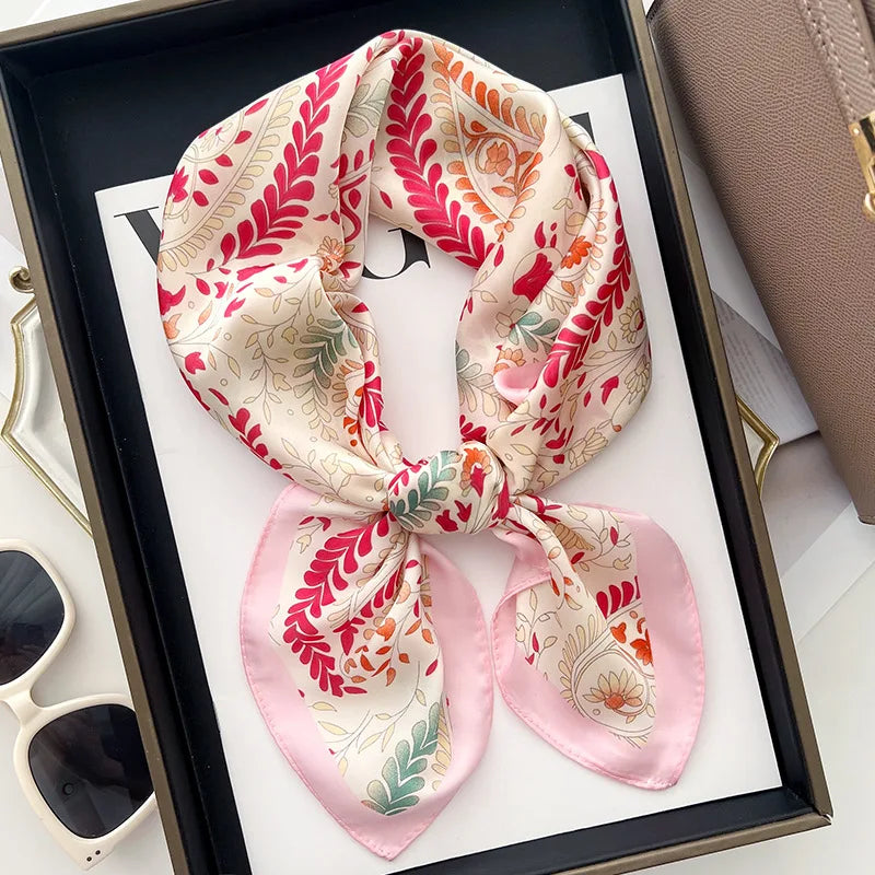 2025 New Yellow Lemon Print Square Silk Scarf for Women 70*70cm Neck Ties Fashion Decorate Neckerchief Female Hijab Bag Ribbions
