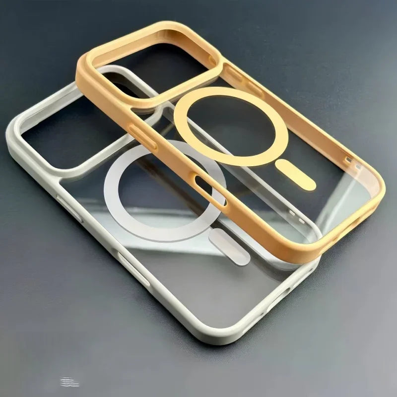 Fashion for Magsafe Wireless Charge Phone Case for IPhone 18 17 Air 16 15 14 Plus 13 12 Pro Max Transparent Acrylic Back Cover