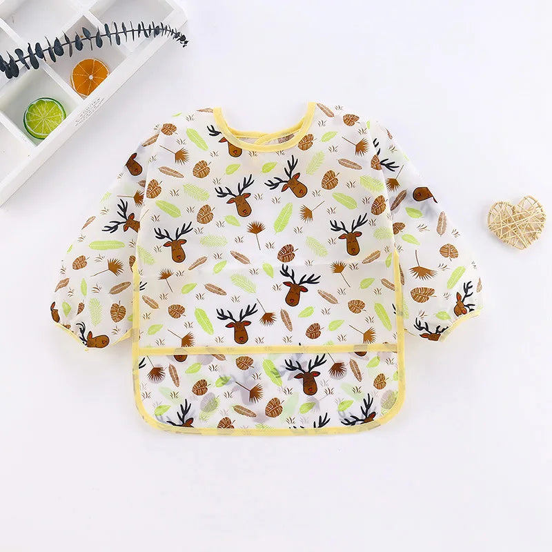 Waterproof Full Sleeve Baby Bibs Children Apron Long Sleeve Feeding Smock Kids Eating Breastplate Infant Scarf Clothing