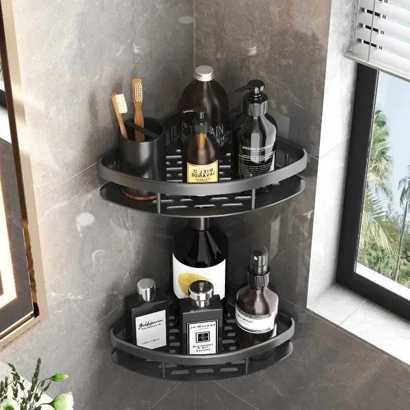 Wall Mount Corner Shelf Shower Holder No Drill Bathroom Storage Rack Organizer for WC Shampoo - Bathroom Accessories