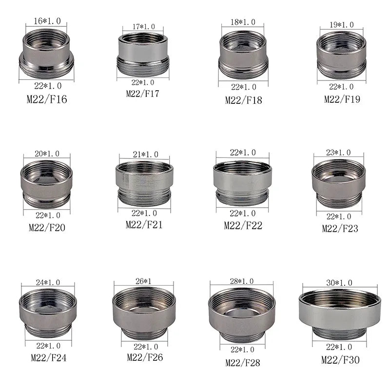 16 17 18 20 21 22 23 24 25 30mm Turn 22 Faucet Aerator Adapter Water Purifier Fittings Brass Kitchen Faucet Plumbing Accessories