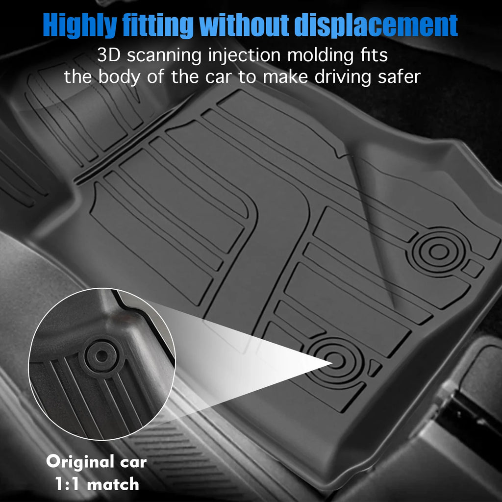 TPE Floor Mats Liners For 2021-2026 Ford Bronco, 4PCS Custom Fit All Weather Waterproof Anti-Slip Odorless Heavy Duty Off Road Car Floor Liners