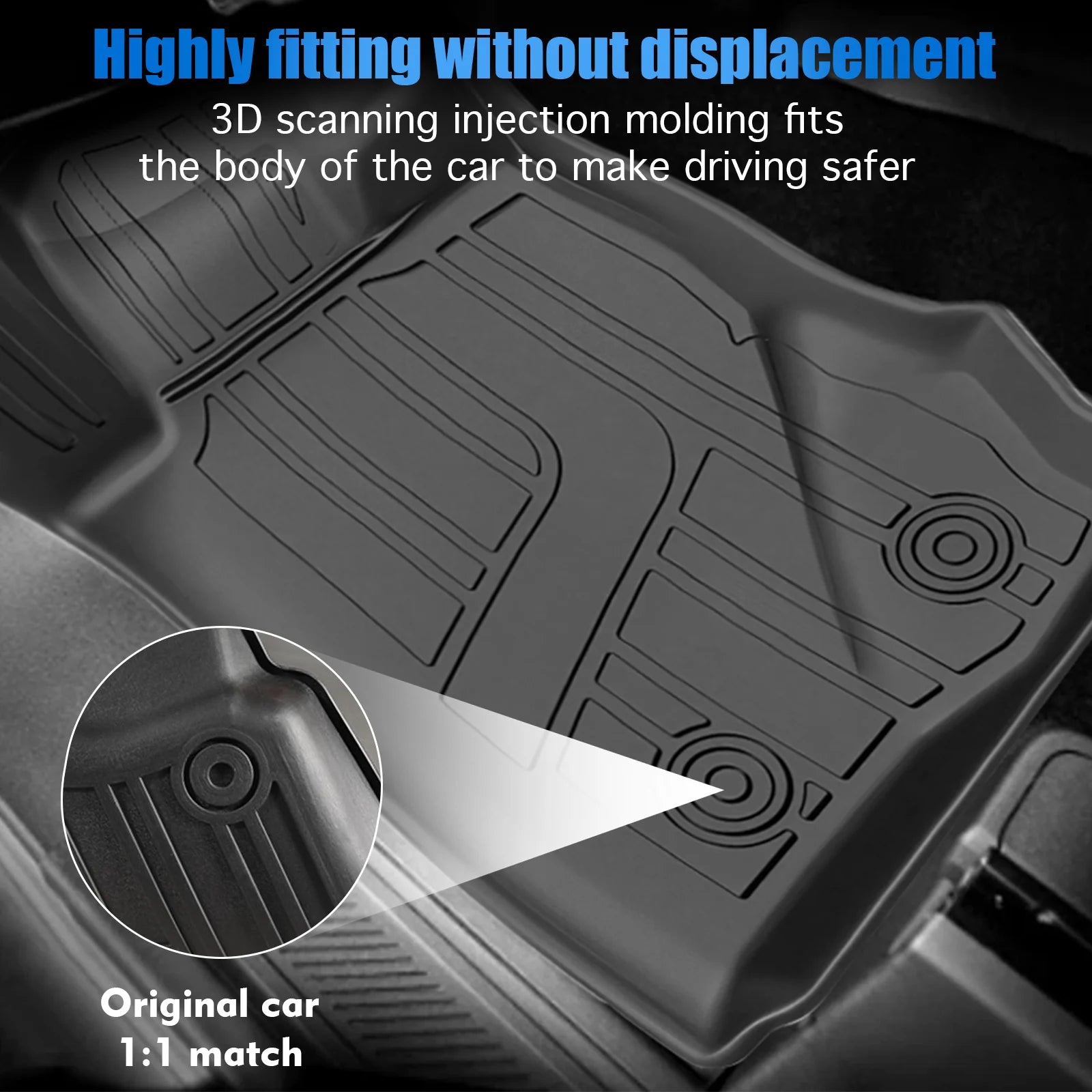 TPE Floor Mats Liners For 2021-2026 Ford Bronco, 4PCS Custom Fit All Weather Waterproof Anti-Slip Odorless Heavy Duty Off Road Car Floor Liners