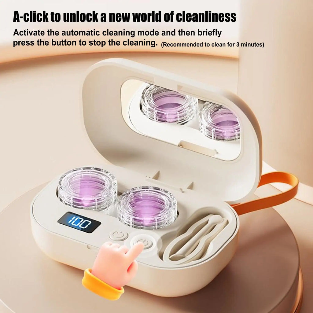 Contact Lens Cleaner High Frequency Vibration Contact Lens Cleaning Case Ultrasonic Electric Daily Supplies for Gym Sports