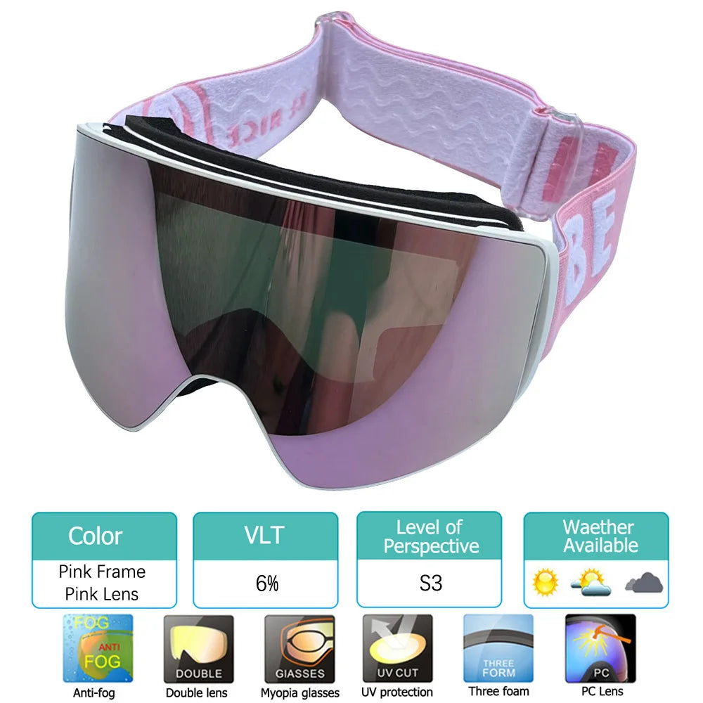 2024 New Double Layer Magnetic Ski Goggles Polarized Lens Skiing Anti-Fog UV400 Snowboard Goggles Men Women Ski Glasses Eyewear