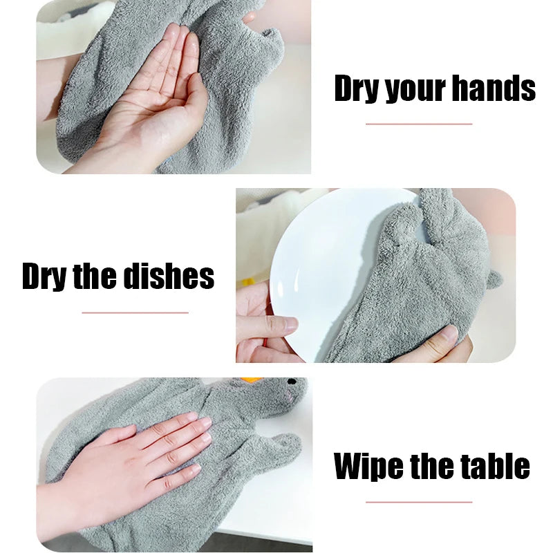 1PC Cartoon Goose Hand Towel Kitchen Bathroom and Toilet Hand Towel Hanging Type with Super Water Absorption Quick Drying