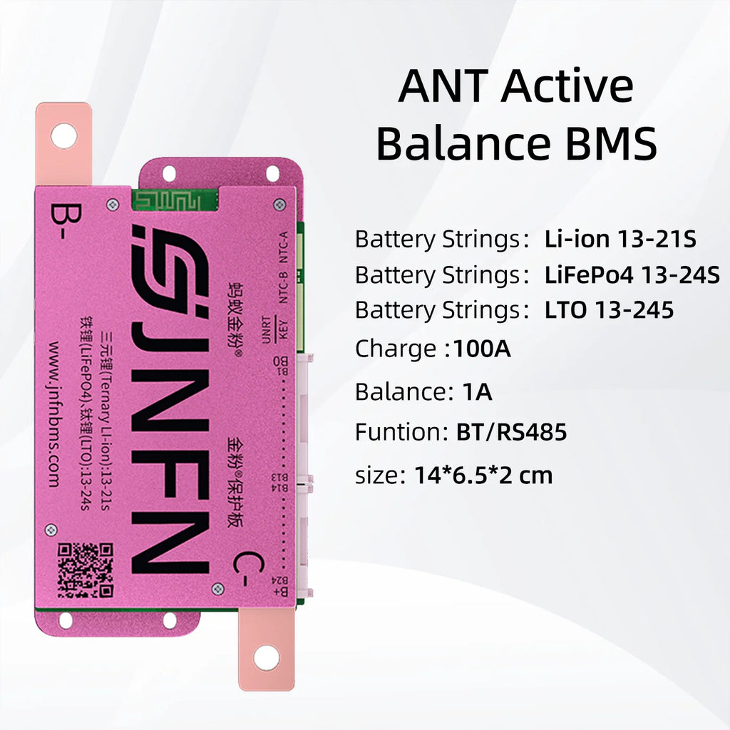 ANT BMS 1A Active Balance Smart BMS 13S 16S 48V 17S 20S 60V 24S 72V Lifepo4 18650 Li-Ion Lto 100A 120A 150A Battery Pack RS485