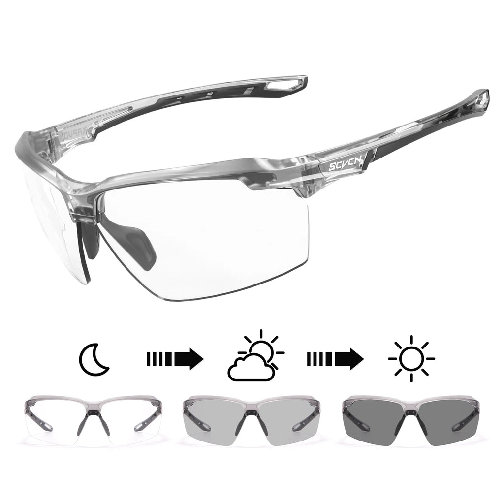 SCVCN Photochromic Cycling Glasses Outdoor Running Sunglasses Men Shockproof Tactical Goggles Outdoor Airsoft Shooting Glasses