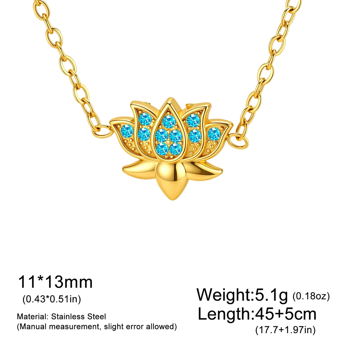 Skyrim Lotus Pendant Necklace for Women Stainless Steel Gold Color Cubic Zirconia Flower Clavicle Chain Spiritual Yoga Jewelry