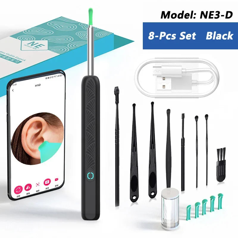 Ear Cleaner with Camera Wireless Ear Sticks Otoscope USB C Charging Endoscope Wax Removal Tool Earpick MIni Camera