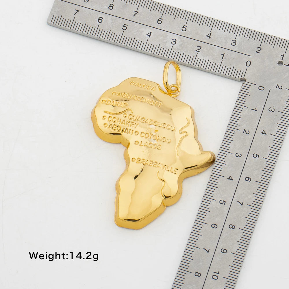 Africa Map Pendant Gold Color 60cm Necklaces for Women Men African Maps Jewelry High Quality Unique Elephants Leopards Jewellry
