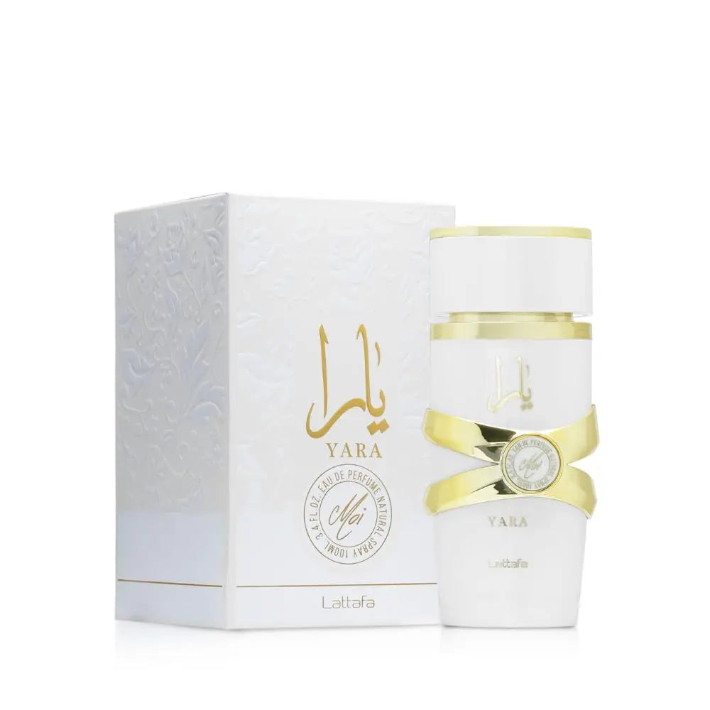 YARA LATTAFA Yara Moi EDP 100ML Perfume For Women Warm Soft Floral Milky Vanilla Aroma Long Lasting Matte White Gold Cross Ribbon Decor Bottle Complete Gift Box Anniversary Holiday Present