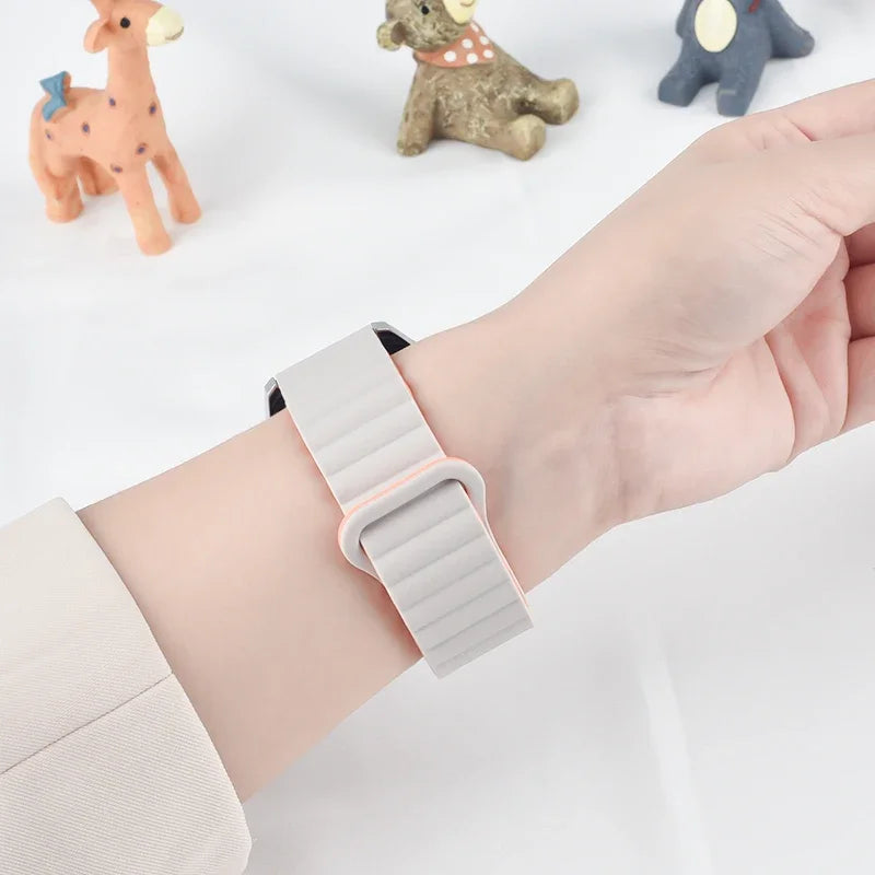 20mm 22mm Magnetic Loop band For Samsung Galaxy watch 6/5 pro/4/Classic/active 2 Silicone link bracelet huawei GT 2-2e 3-4 strap
