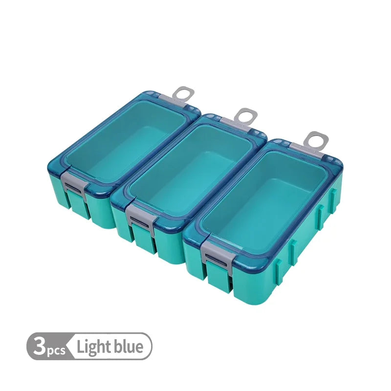 3pcs Luminous Mini Fishing Accessory Boxes Fish Hooks Artificial Bait Plastic Spliceable Storage Box Sea Fishing Tackle Box