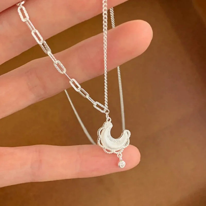 S925 Sterling Silver Necklaces For Women Simple Chain Fashion Minimalist Pendant Necklaces Adjustbale Necklace Birthday Gift