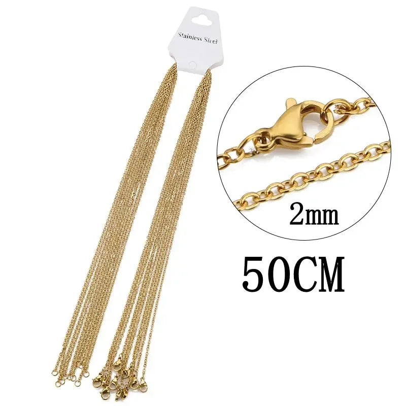 10pcs/lot 45+5cm 45cm 50cm Stainless Steel Adjustable Link Chain Necklace Women Gold Color Fashion chokers Jewelry Wholesale