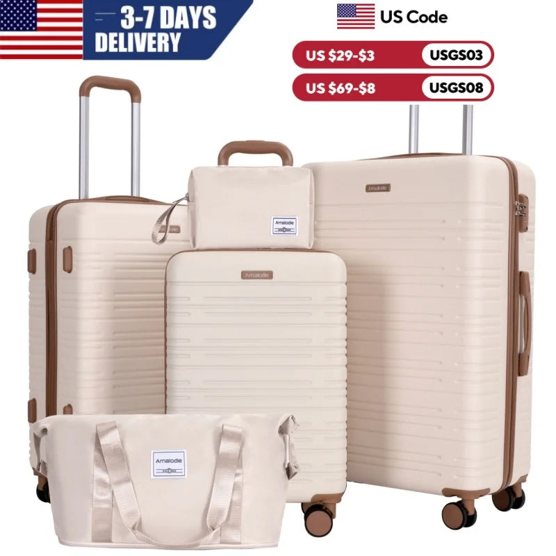 Luggage Sets 5-Piece Suitcases with Double Spinner Wheel,Suitcase Set ABS Hard Case Luggage with TSA Lock