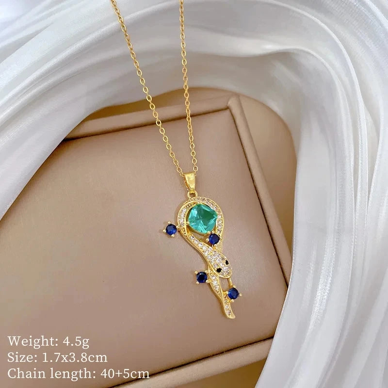 Fashionable Luxury Micro-Set Zircon Copper Pendant Necklace for Women Stylish Personality Versatile Stainless Steel Choker Jewel