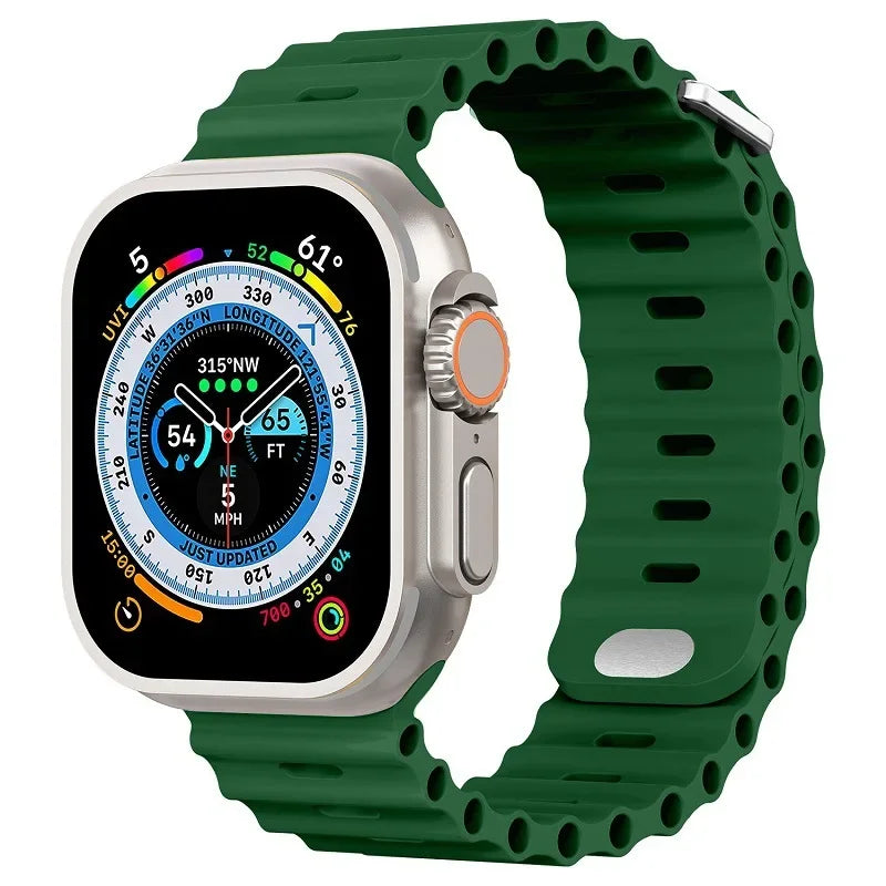 Ocean Strap For Apple Watch Ultra 3/2 Band 49mm 11 10 9 8 7 46mm 45mm 41mm Silicone Bracelet Belt iWatch 6 5 4 SE 44mm 42mm band