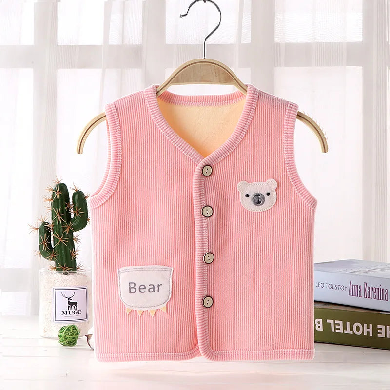 Kids Clothes Waistcoat Children's Vest Boy Girl Thicken Velvet Lining Keep Warm Jackets Vest Children's Clothing Autumn Winter