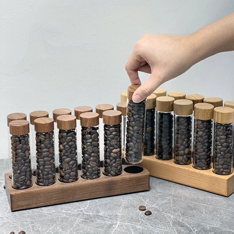 Coffee Beans Storage Container Tube Display Rack Tea Bottle Glass Single Dose Espresso Accessory Coffeware Set Barista Tool Gift