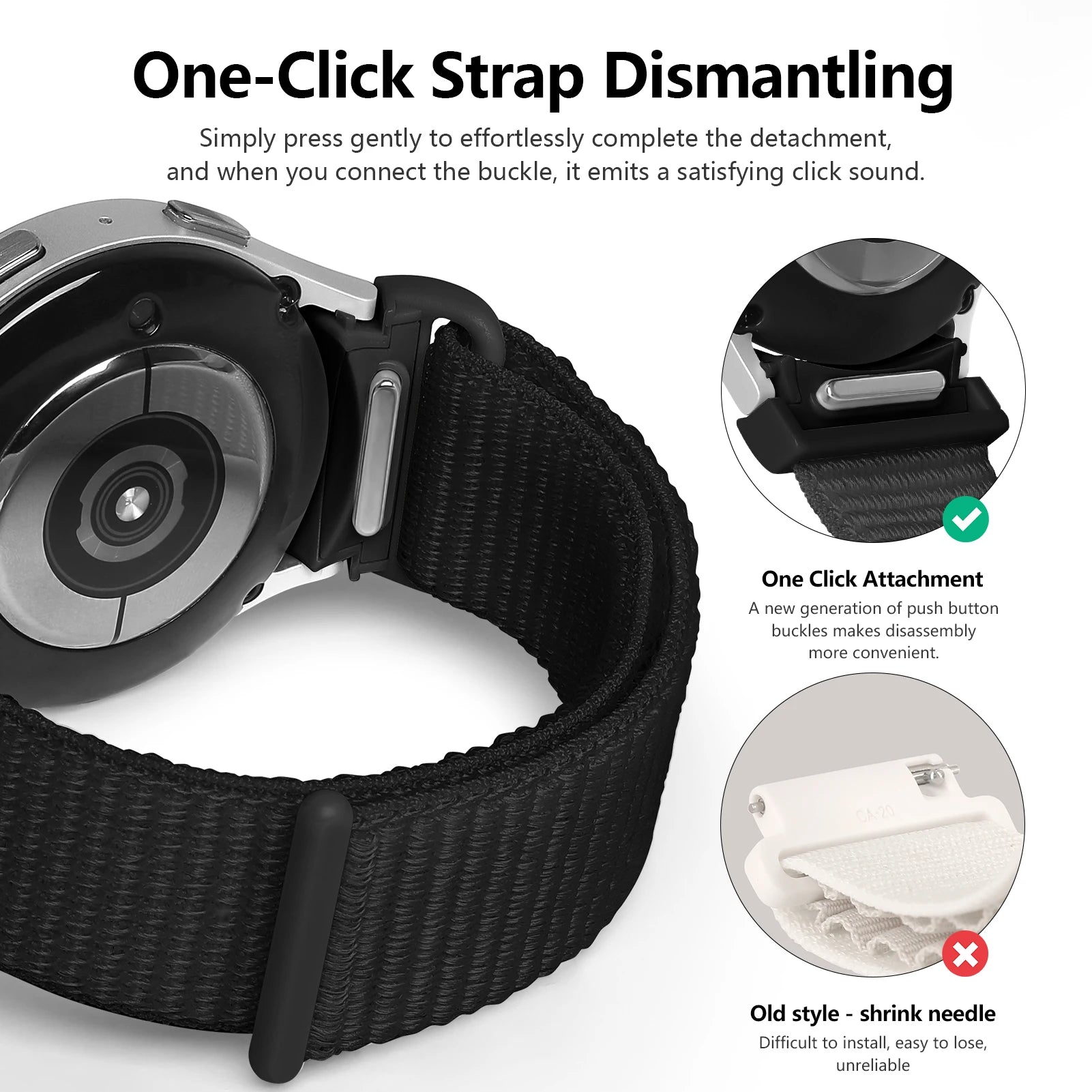 No gaps nylon Band For Samsung Galaxy Watch 6 4 Classic 5 pro 44mm 40mm 47mm 43mm 20mm Sport loop bracelet Galaxy Watch 6 Strap