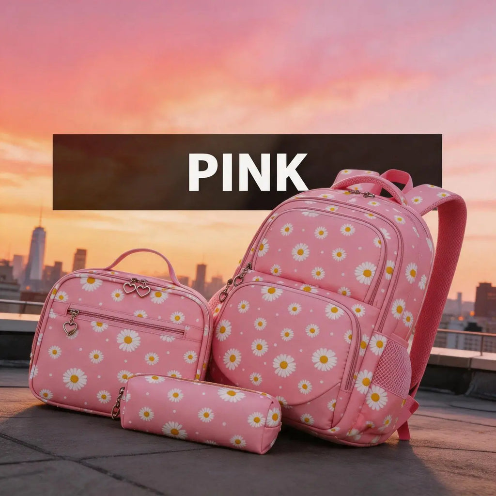 Hot Sale Student Daisy 3-Piece Set Bag Large Capacity Backpack College Style Lightweight Fashion Multi Compartment Lightweight Design