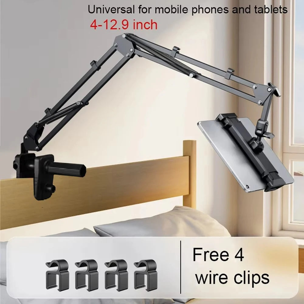 Tablet Holder for Bed with 90cm Metal Arm 360 °   Rotating Bed Tablet Mount Stand for iPad Stand 4.5~11 Inch Phone Tablet Bracket