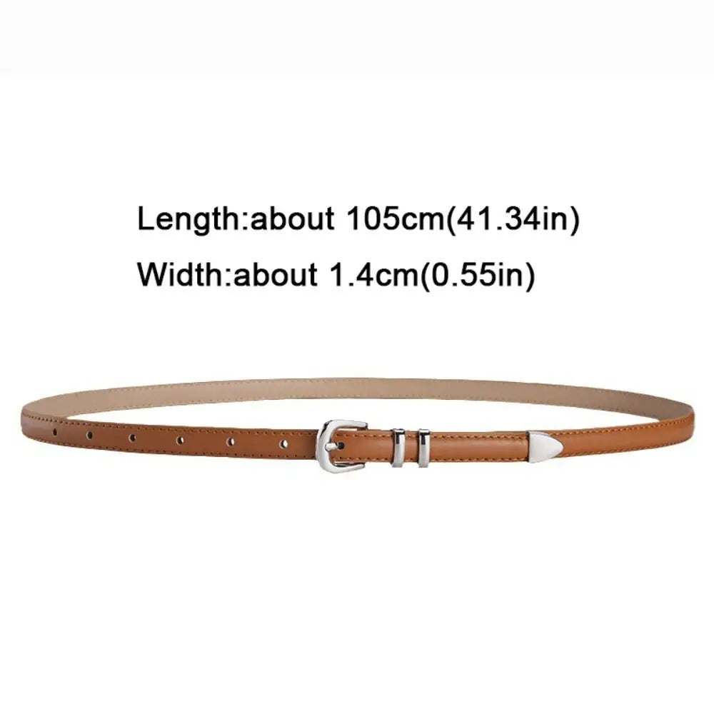 1PC Simple PU Leather Belt Luxury Design Belt Versatile Retro Silver Pin Buckle Waistband Casual Thin Belts