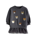 Jumping Meters 2-7T Bear Beading  Princess Girls Dresses For Autumn Spring Long Sleeve Party Girls Clothing Cute Baby Frocks