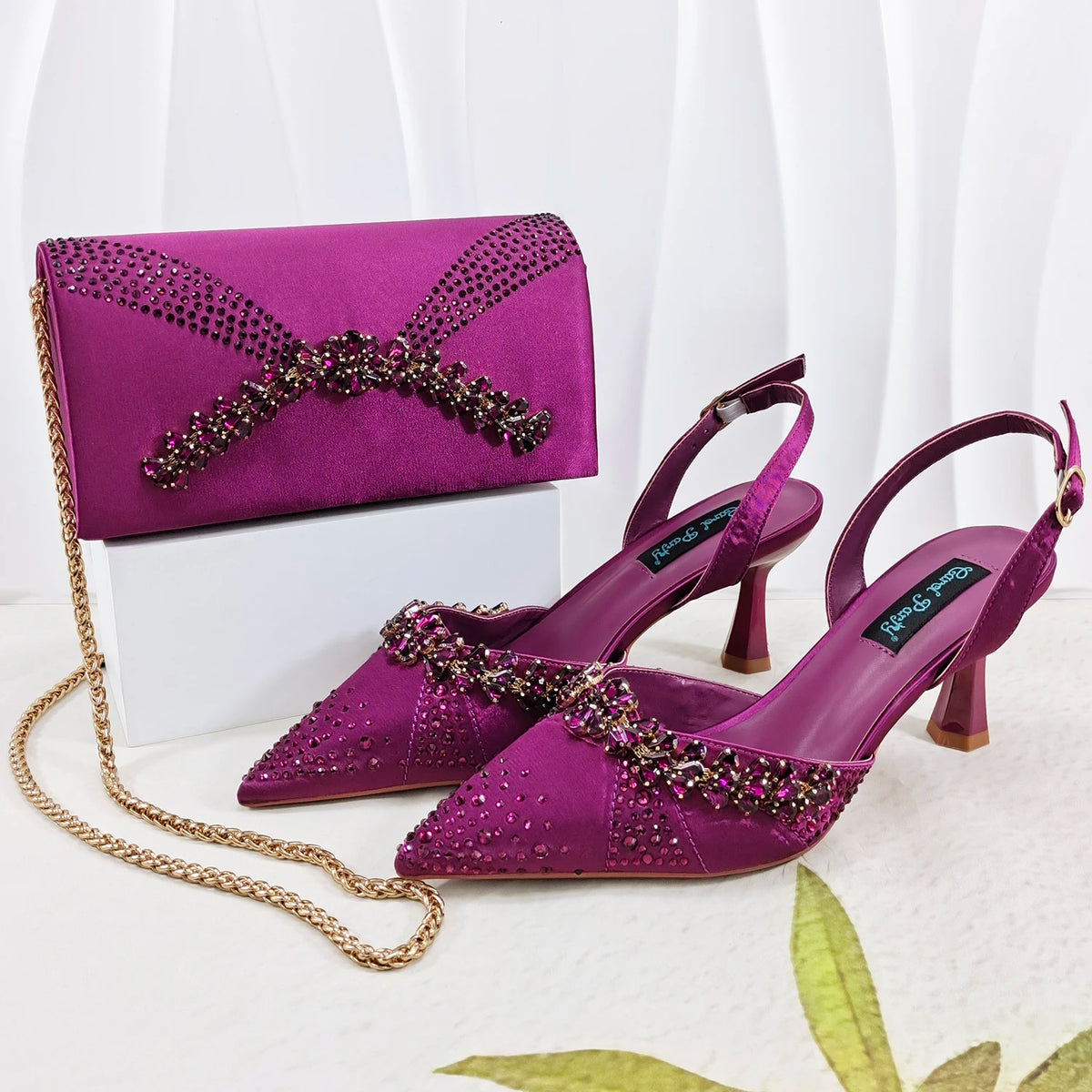 Italian Design Slip-on High Heels and Matching Three-Dimensional Bag Nigeria Party Pointed Shoes with Bag or a Pair of Shoes