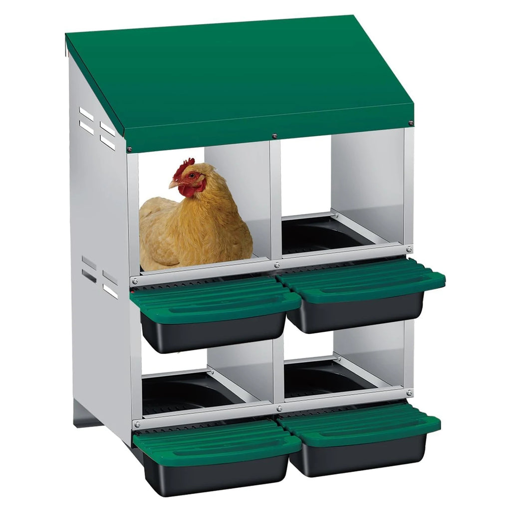 Multi-Compartment Metal Chicken Nesting Box Automatic Roll-Out Egg Collection Waterproof Steel Laying Box for Hens Ducks Rabbits