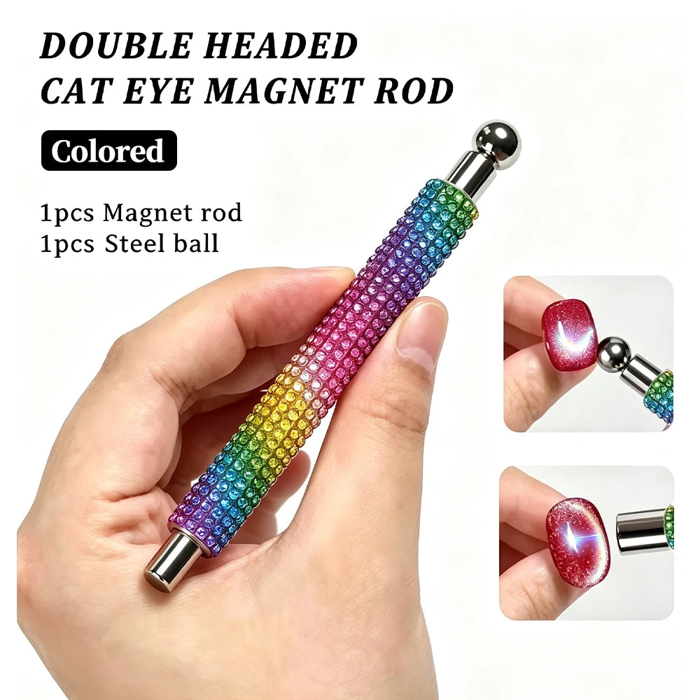 1/2Pcs Nail Cat Eye Magnetic Ball With Nail Magnetic Stick Tool Set Double-head Strong Magnet Pen 3D Cat Eye Gel Nail Supplies