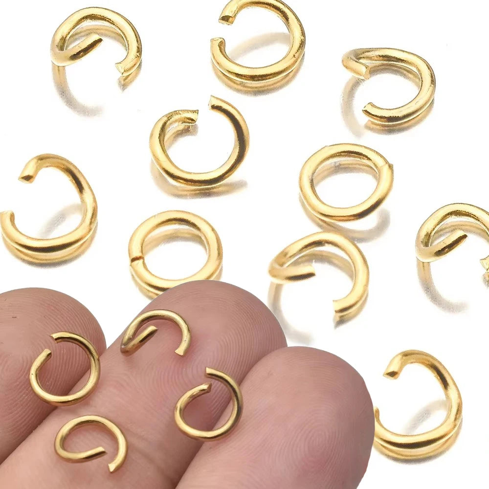 100pcs Pvd Gold Plated Stainless Steel Open Jump Rings Direct 4/5/6mm Split Rings Connectors for DIY Ewelry Findings Making