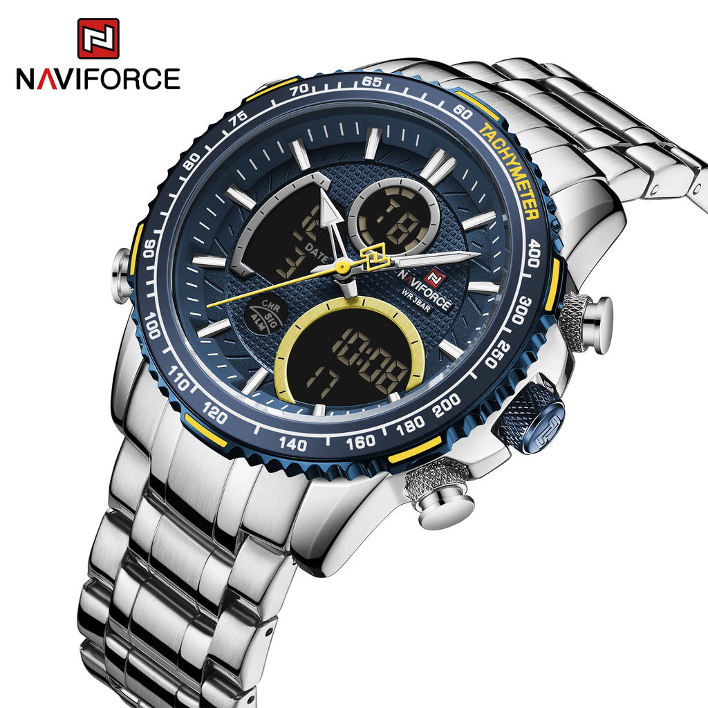 NAVIFORCE Fashion Men Watch Luxury Brand Sport Watch For Men Chronograph Quartz Wristwatch Military Waterproof Steel Band Clock