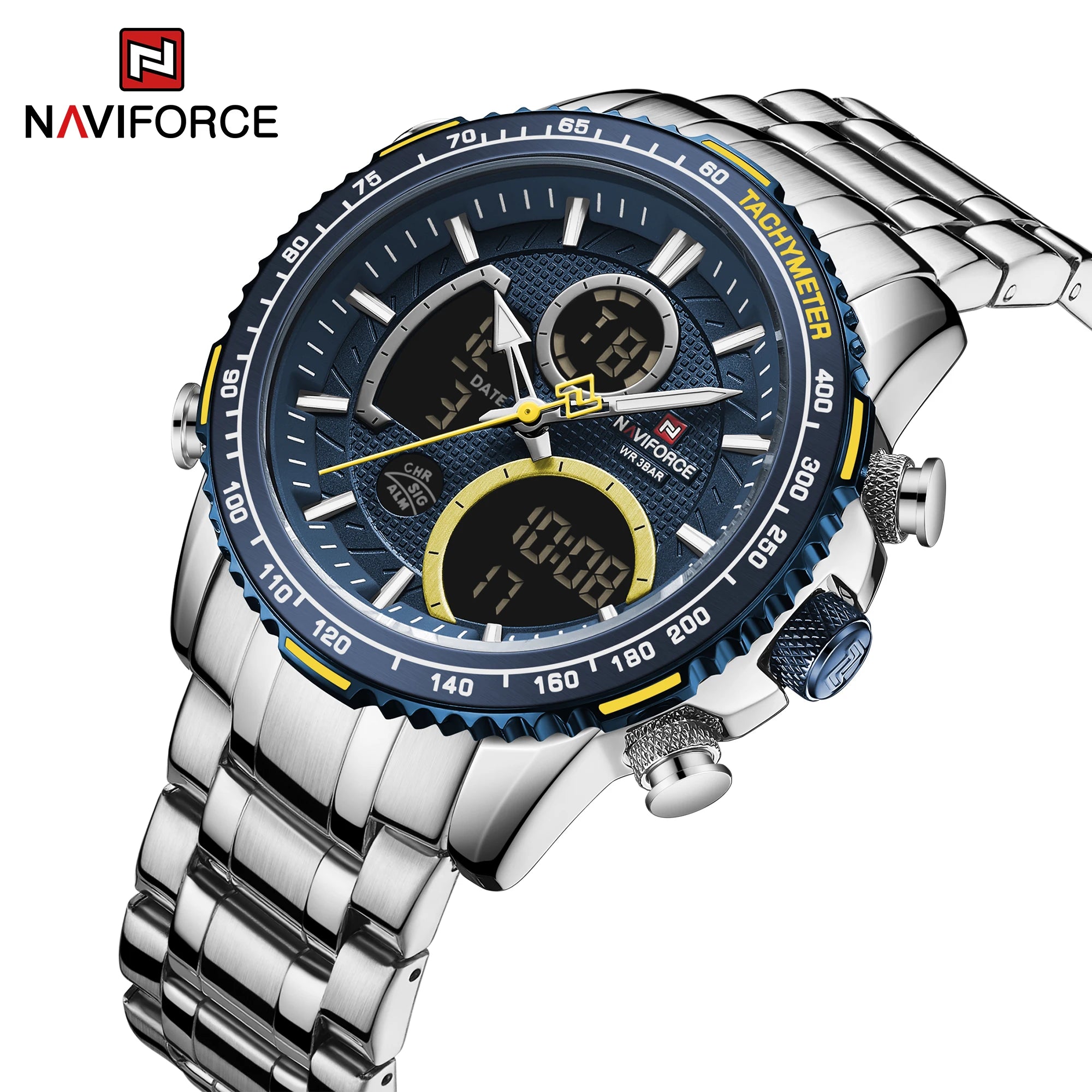 NAVIFORCE Fashion Men Watch Luxury Brand Sport Watch For Men Chronograph Quartz Wristwatch Military Waterproof Steel Band Clock