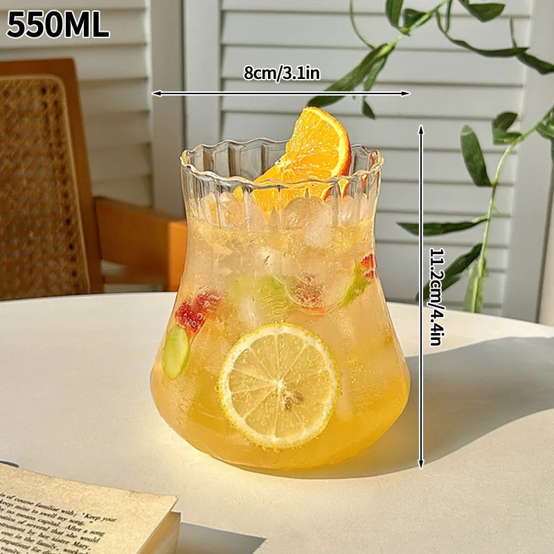 Transparent Coffee Cup, Japanese Style Glass Cup, Layered Cocktail Dessert Display Cup, Breakfast Milk Cup, 300ml Cold Drink Cup