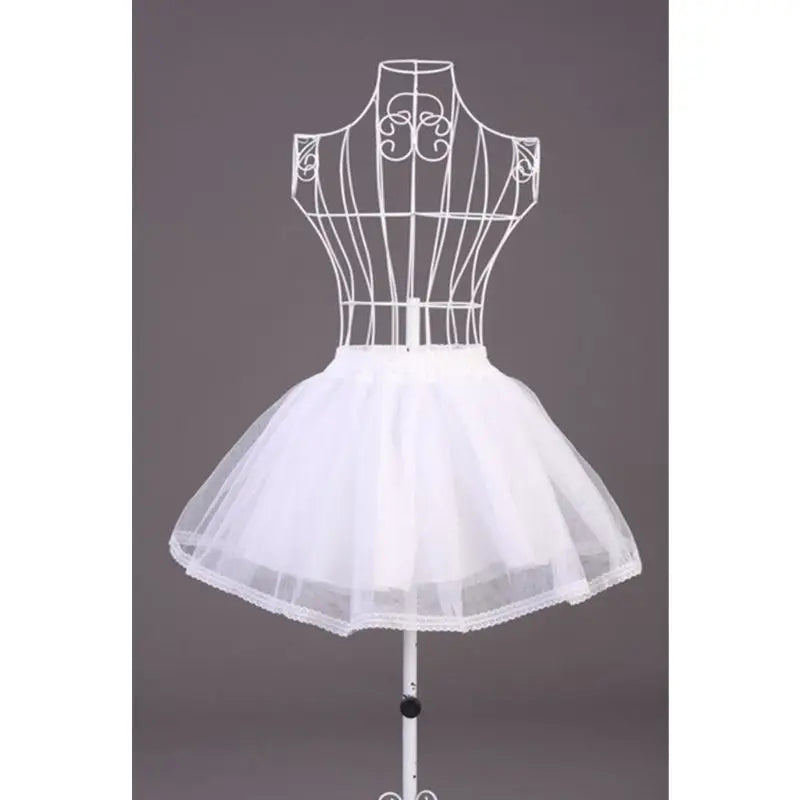 Women Girls Double Layers Solid Color Short Tulle Petticoats Elastic Waistband A Line Mesh Underskirt Crinolines For Dress